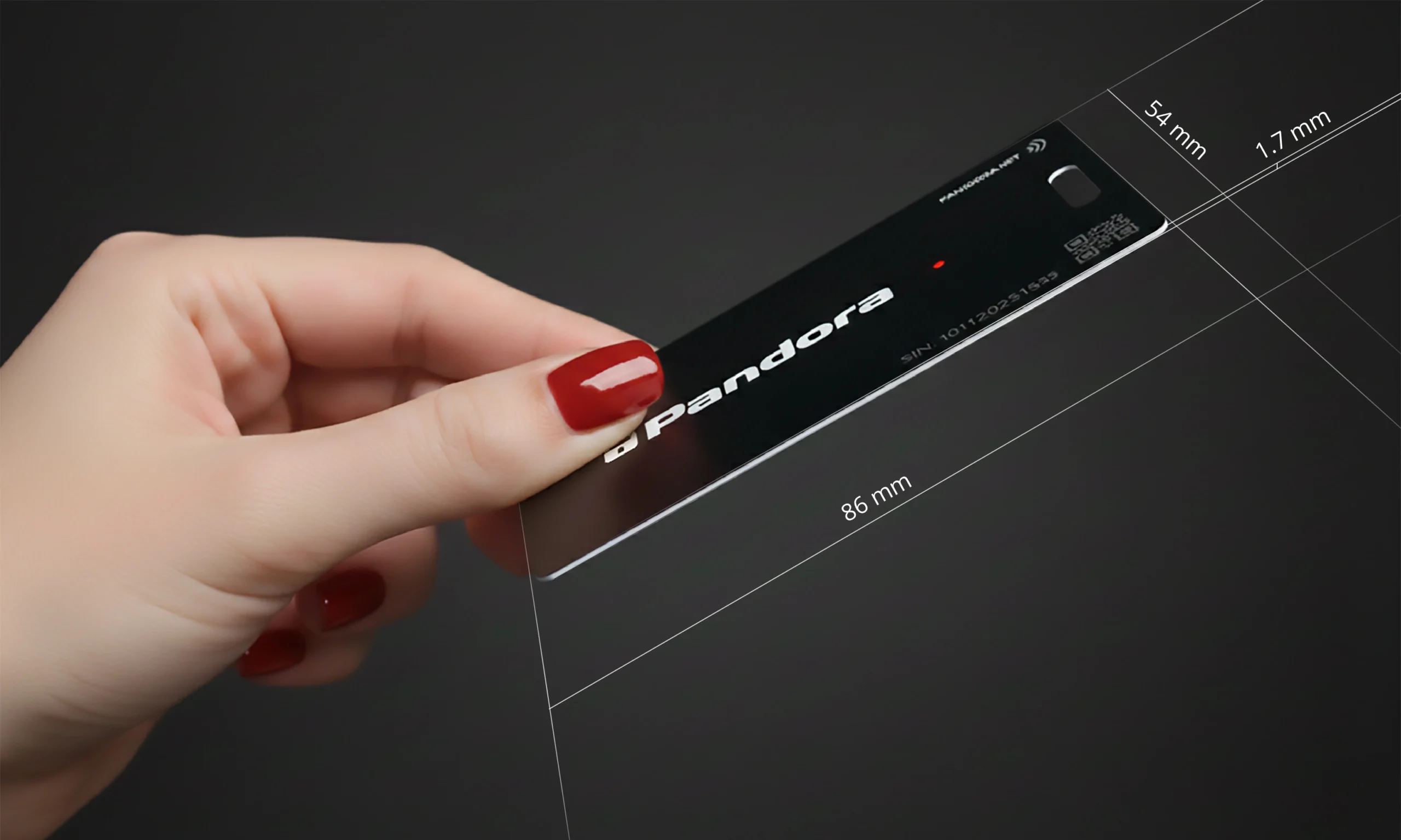 Pandora KeyCard - dimensions with quotes